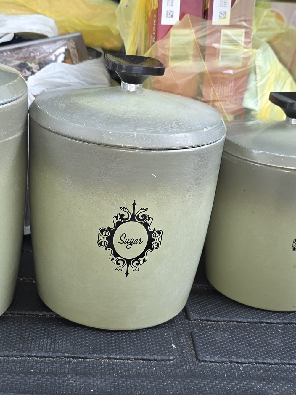 '70s West Bend Canister Set- Olive Green Kitchen Storage Canister Vintage